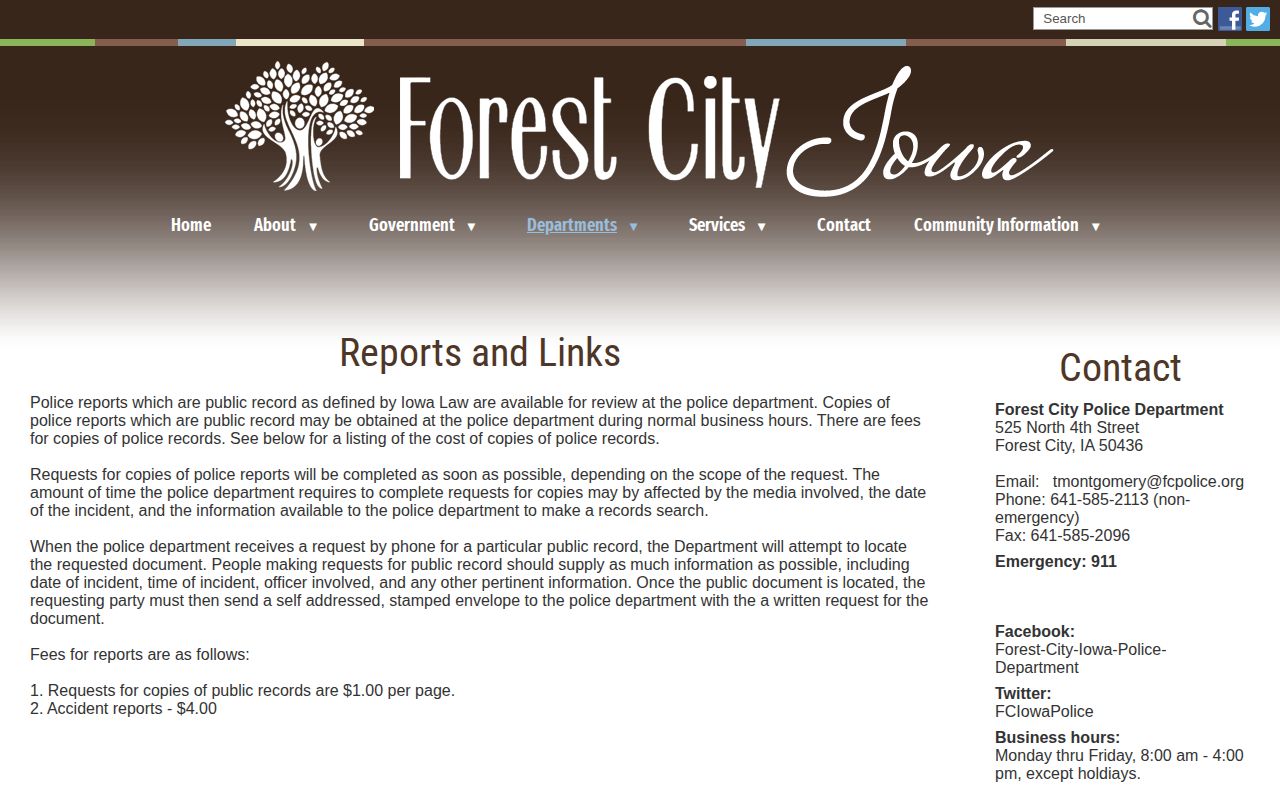 Forest City Police public reports source for recent arrest records