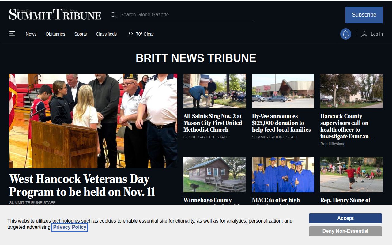 Britt News Tribune coverage relevant to Hancock County arrest logs
